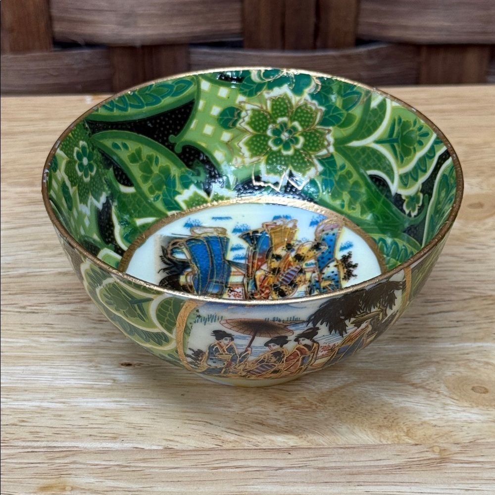 Rare Japanese Green and Black Art Bowl